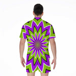 Green Flower Moving Optical Illusion Men's Rompers