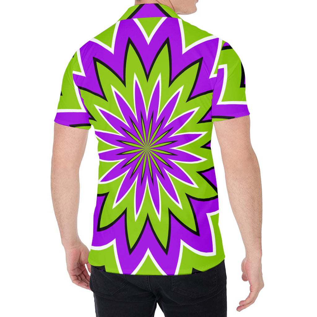 Green Flower Moving Optical Illusion Men's Shirt