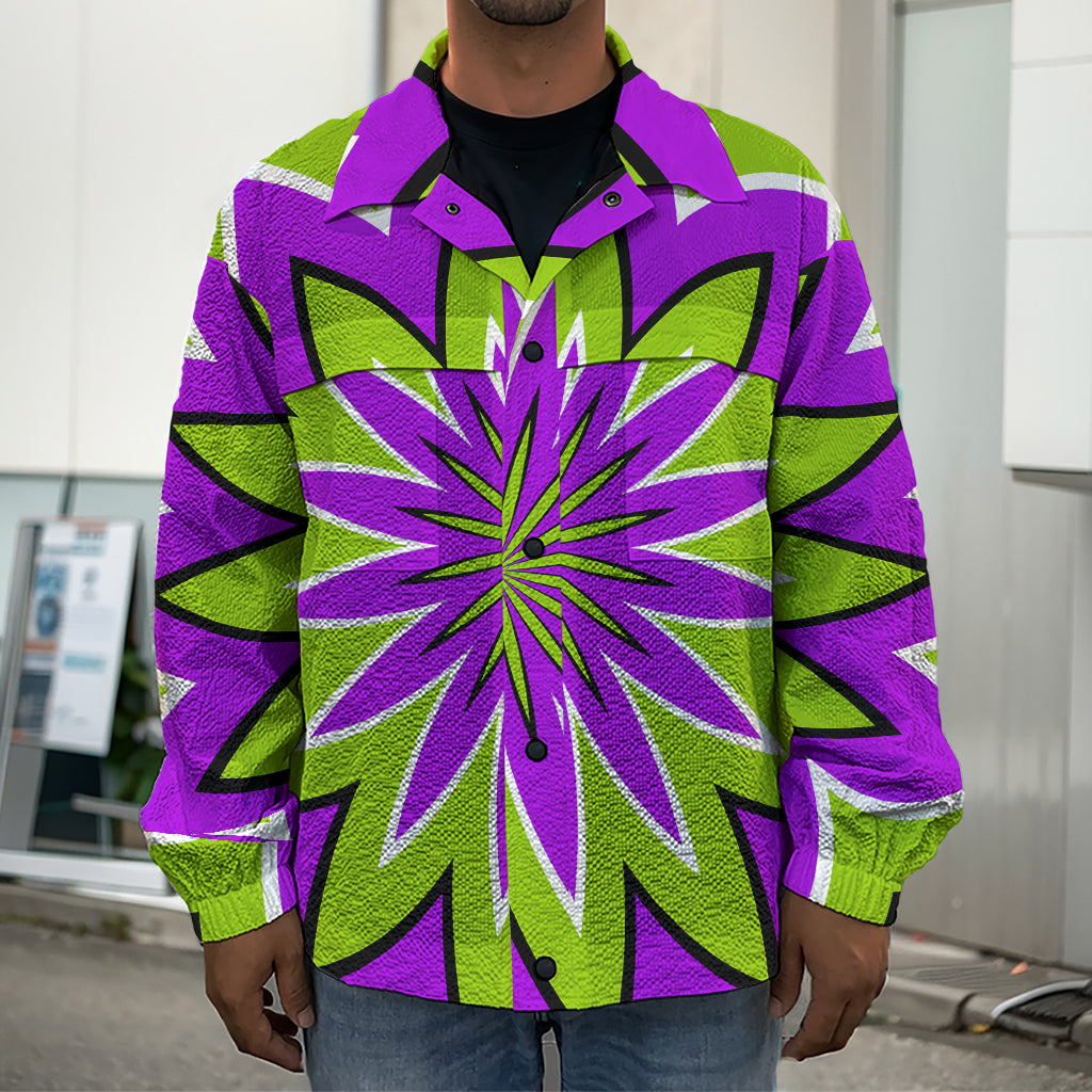 Green Flower Moving Optical Illusion Men's Shirt Jacket