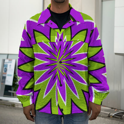 Green Flower Moving Optical Illusion Men's Shirt Jacket