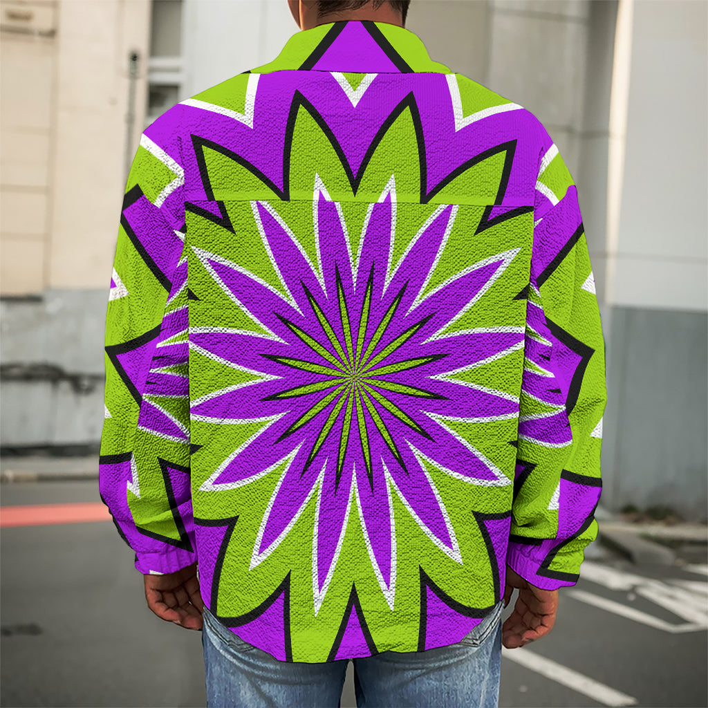 Green Flower Moving Optical Illusion Men's Shirt Jacket