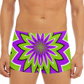 Green Flower Moving Optical Illusion Men's Short Boxer Briefs