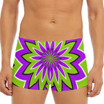 Green Flower Moving Optical Illusion Men's Short Boxer Briefs