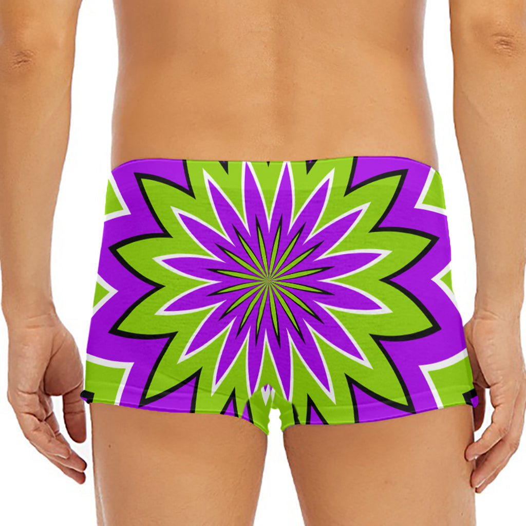 Green Flower Moving Optical Illusion Men's Short Boxer Briefs