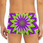 Green Flower Moving Optical Illusion Men's Short Boxer Briefs