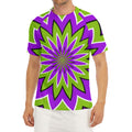 Green Flower Moving Optical Illusion Men's Short Sleeve Rash Guard