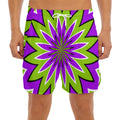 Green Flower Moving Optical Illusion Men's Split Running Shorts