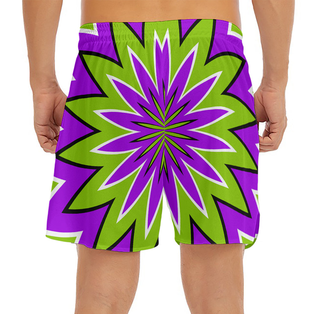 Green Flower Moving Optical Illusion Men's Split Running Shorts