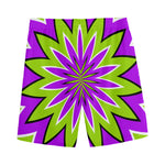 Green Flower Moving Optical Illusion Men's Sports Shorts