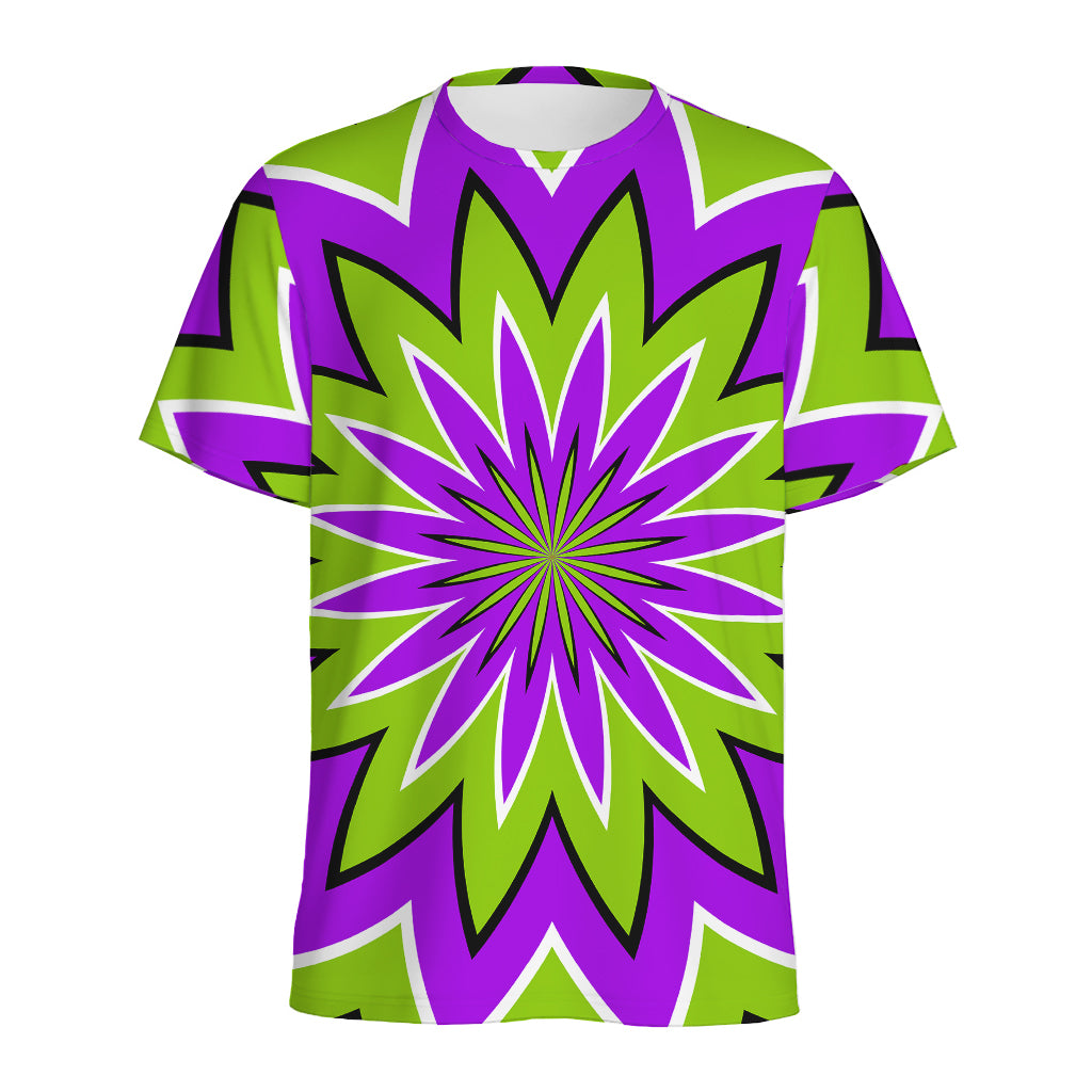 Green Flower Moving Optical Illusion Men's Sports T-Shirt