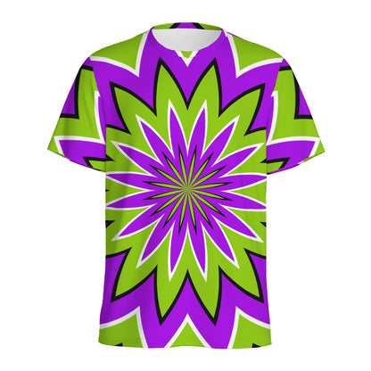 Green Flower Moving Optical Illusion Men's Sports T-Shirt