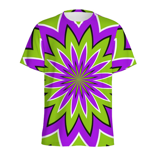 Green Flower Moving Optical Illusion Men's Sports T-Shirt