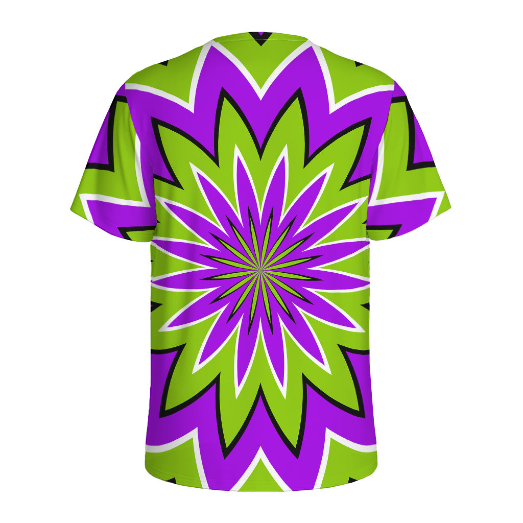 Green Flower Moving Optical Illusion Men's Sports T-Shirt