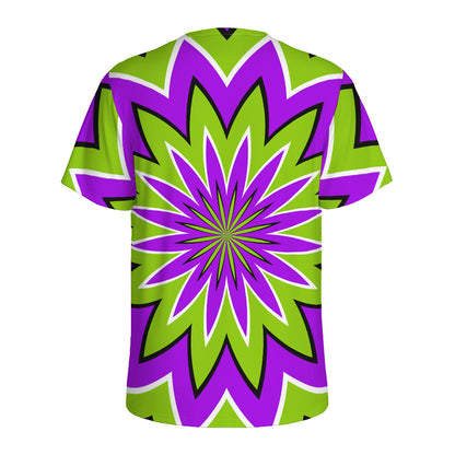 Green Flower Moving Optical Illusion Men's Sports T-Shirt