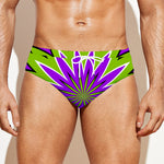 Green Flower Moving Optical Illusion Men's Swim Briefs
