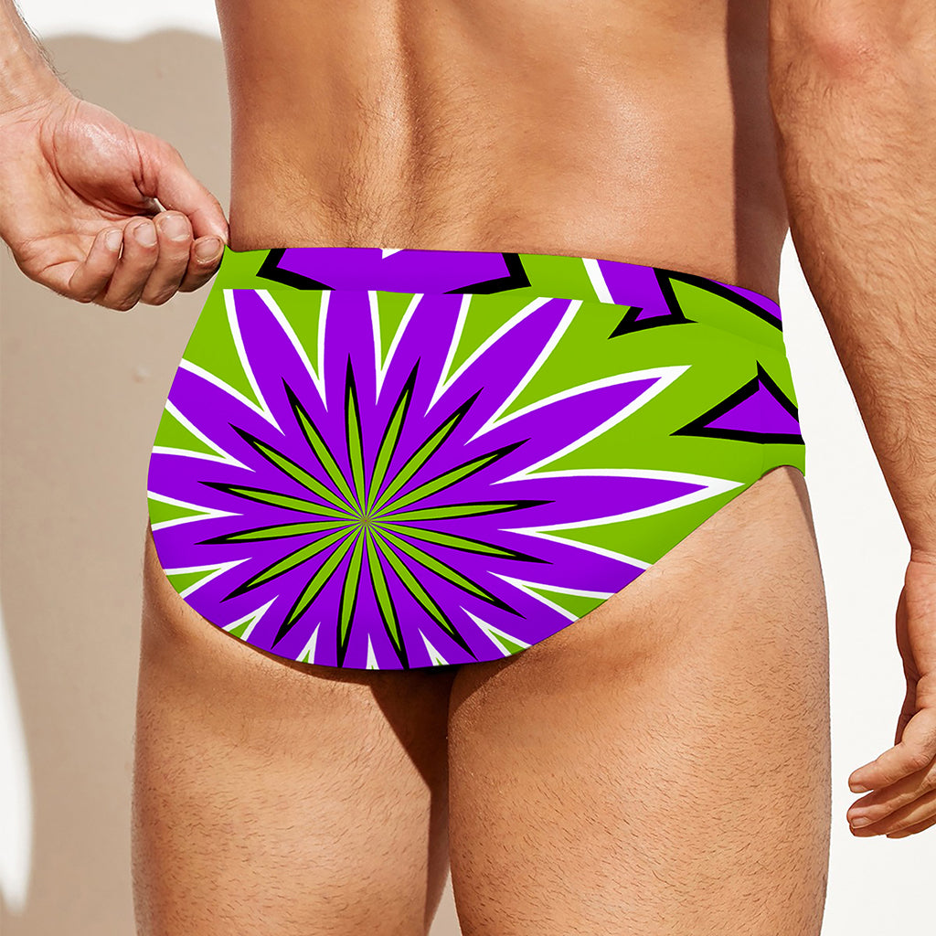Green Flower Moving Optical Illusion Men's Swim Briefs