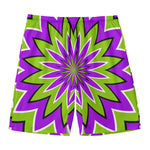 Green Flower Moving Optical Illusion Men's Swim Trunks