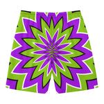 Green Flower Moving Optical Illusion Men's Swim Trunks
