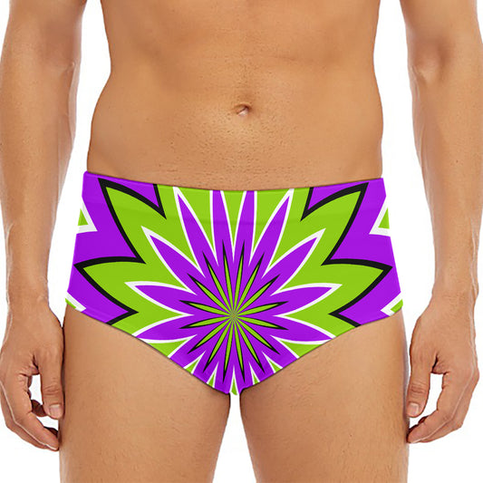 Green Flower Moving Optical Illusion Men's Triangle Swim Briefs