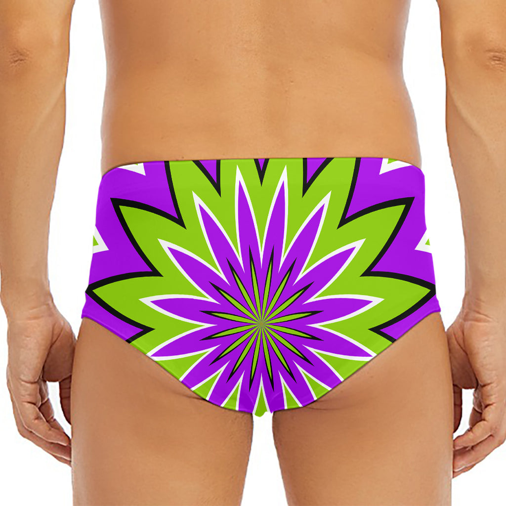 Green Flower Moving Optical Illusion Men's Triangle Swim Briefs