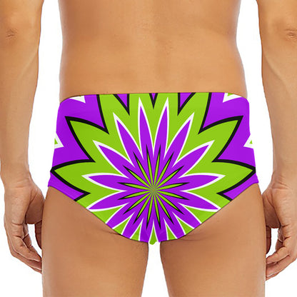 Green Flower Moving Optical Illusion Men's Triangle Swim Briefs