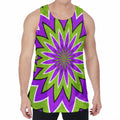 Green Flower Moving Optical Illusion Men's Velvet Tank Top