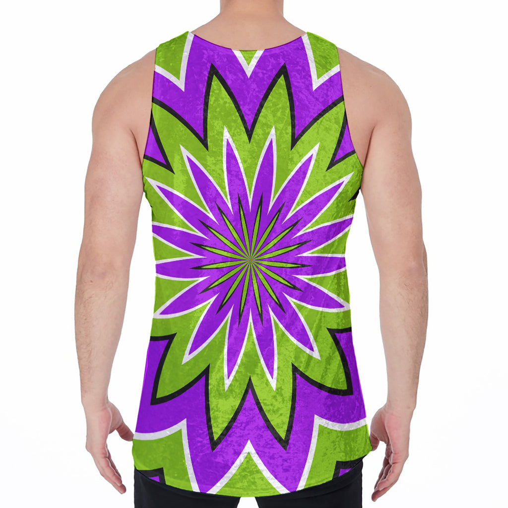 Green Flower Moving Optical Illusion Men's Velvet Tank Top