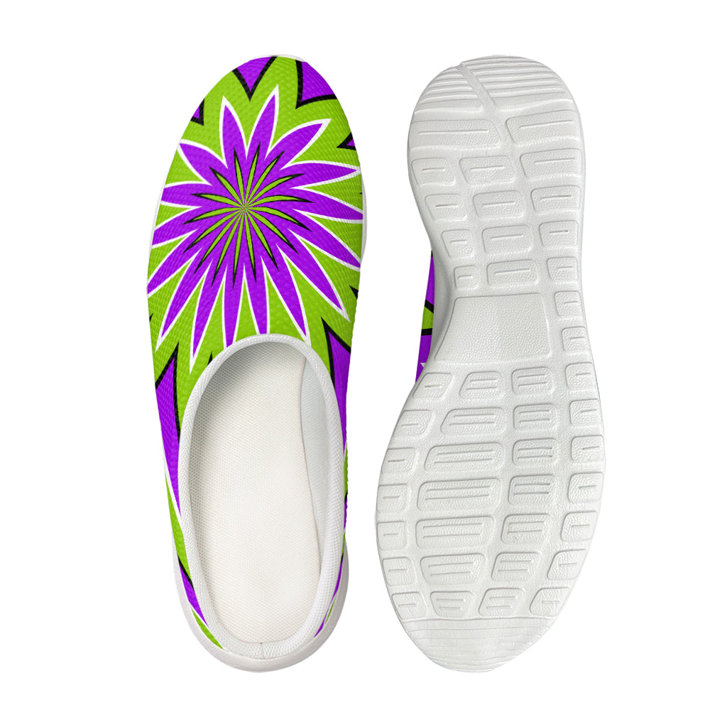 Green Flower Moving Optical Illusion Mesh Casual Shoes