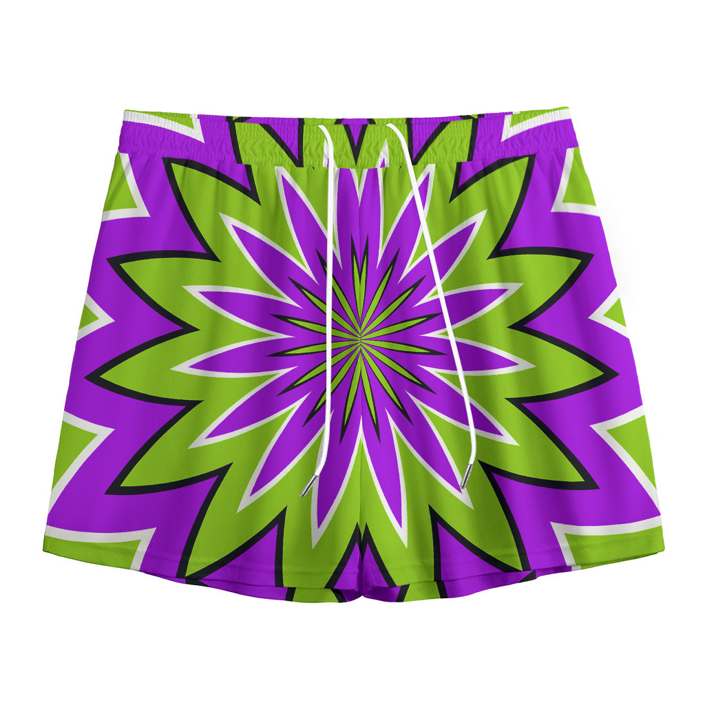 Green Flower Moving Optical Illusion Mesh Shorts