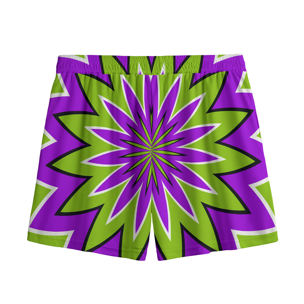 Green Flower Moving Optical Illusion Mesh Shorts