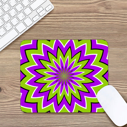 Green Flower Moving Optical Illusion Mouse Pad