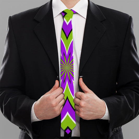 Green Flower Moving Optical Illusion Necktie