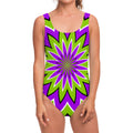 Green Flower Moving Optical Illusion One Piece Swimsuit