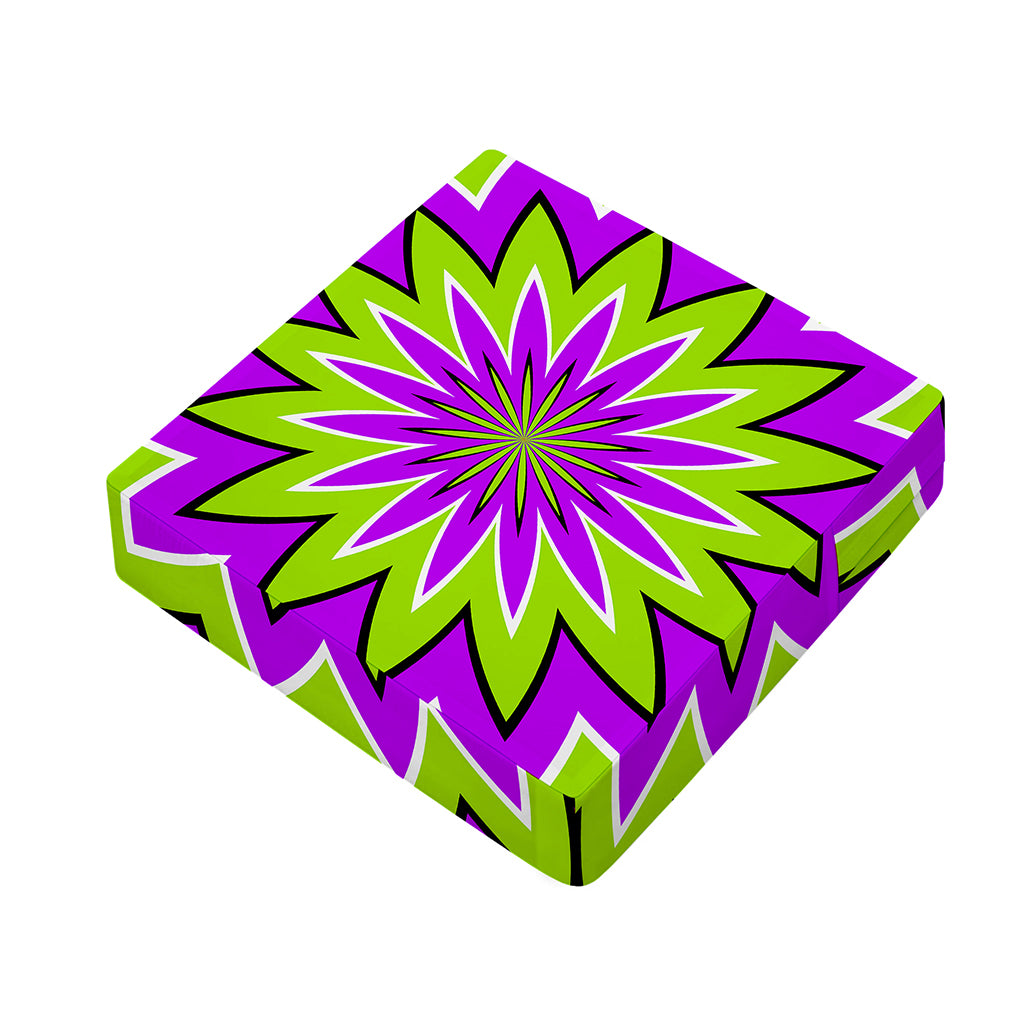 Green Flower Moving Optical Illusion Outdoor Seat Cushion Cover