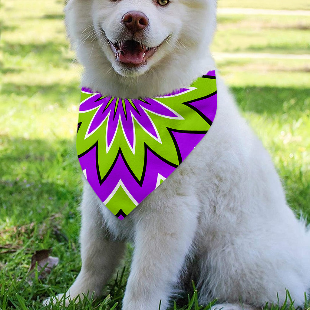 Green Flower Moving Optical Illusion Over The Collar Dog Bandana
