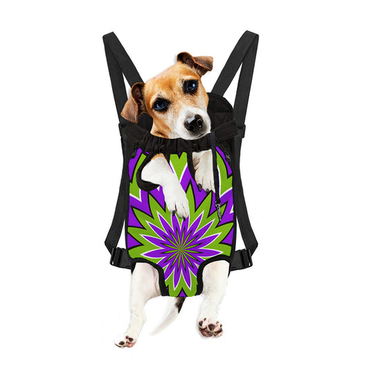 Green Flower Moving Optical Illusion Pet Carrier Backpack