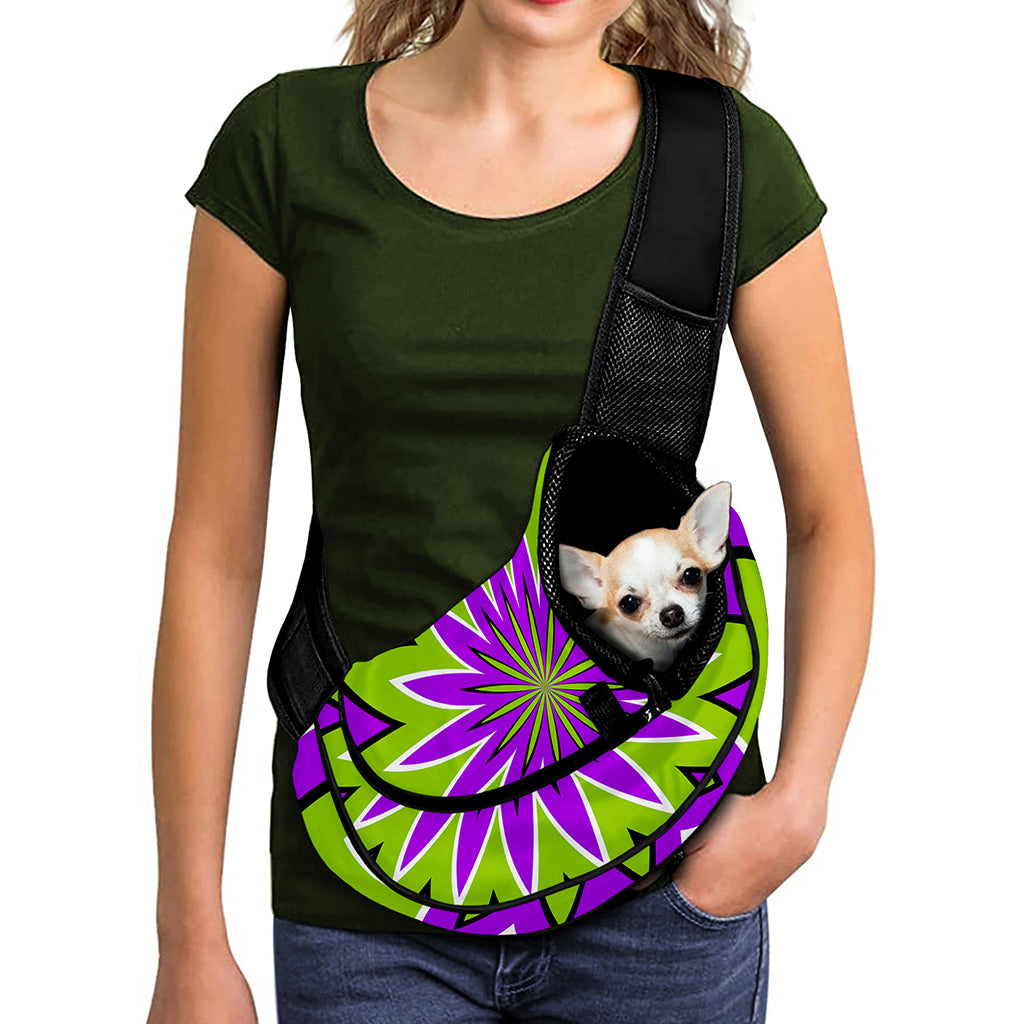 Green Flower Moving Optical Illusion Pet Sling Carrier