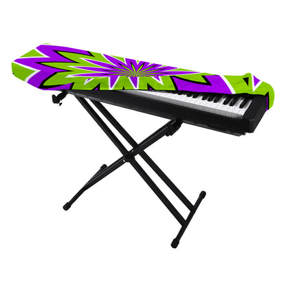 Green Flower Moving Optical Illusion Piano Keyboard Cover