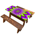 Green Flower Moving Optical Illusion Picnic Table Cover