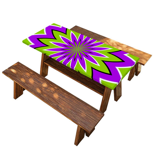 Green Flower Moving Optical Illusion Picnic Table Cover