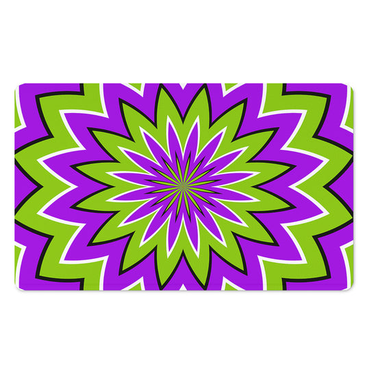 Green Flower Moving Optical Illusion Polyester Doormat