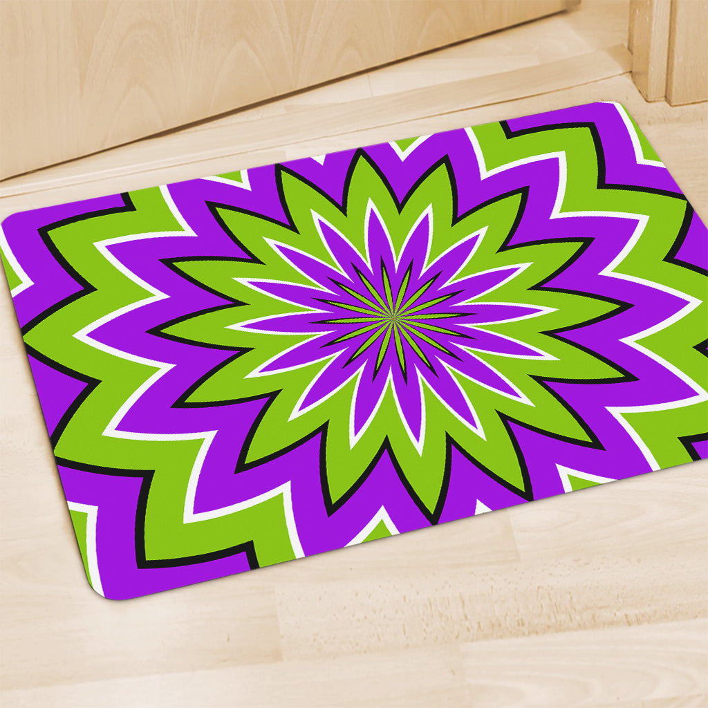 Green Flower Moving Optical Illusion Polyester Doormat