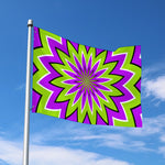 Green Flower Moving Optical Illusion Polyester Flag