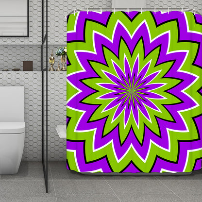 Green Flower Moving Optical Illusion Polyester Shower Curtain