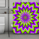 Green Flower Moving Optical Illusion Polyester Shower Curtain