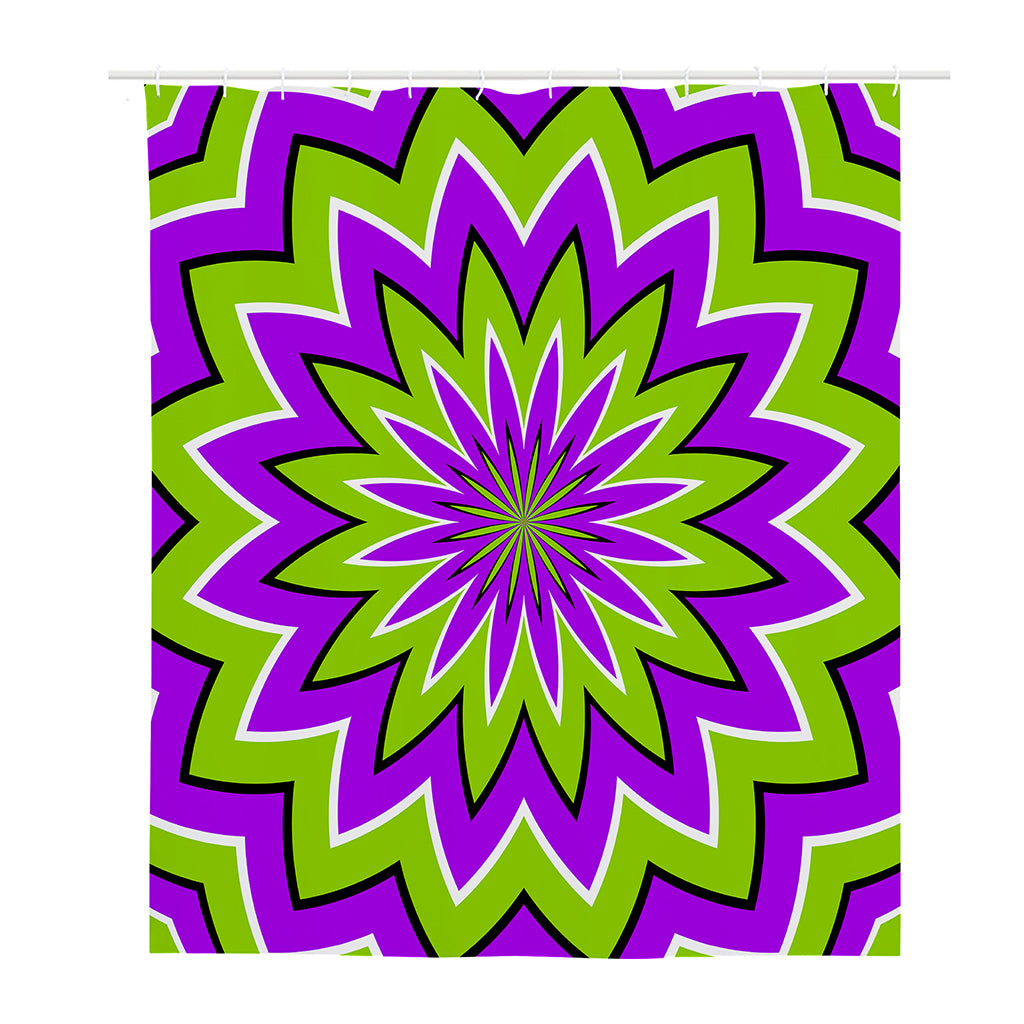 Green Flower Moving Optical Illusion Polyester Shower Curtain