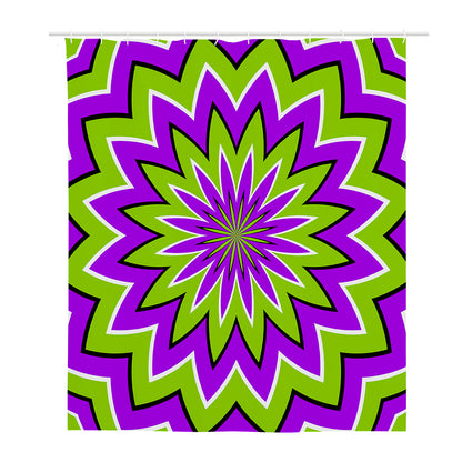 Green Flower Moving Optical Illusion Polyester Shower Curtain