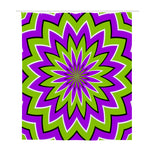 Green Flower Moving Optical Illusion Polyester Shower Curtain