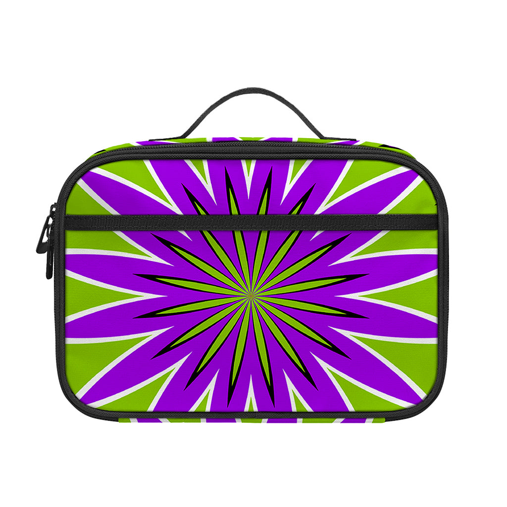 Green Flower Moving Optical Illusion Portable Lunch Bag