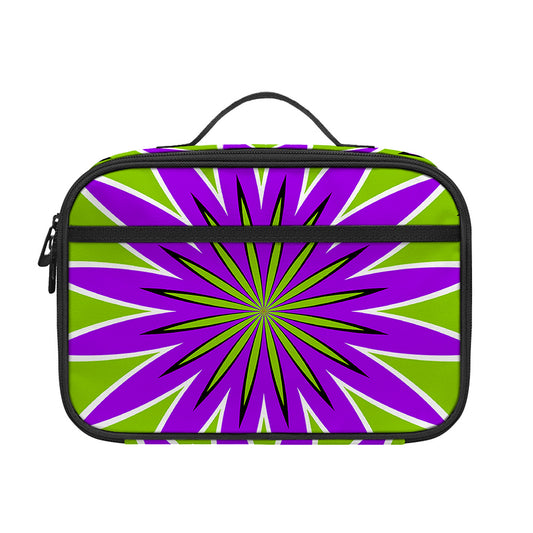 Green Flower Moving Optical Illusion Portable Lunch Bag